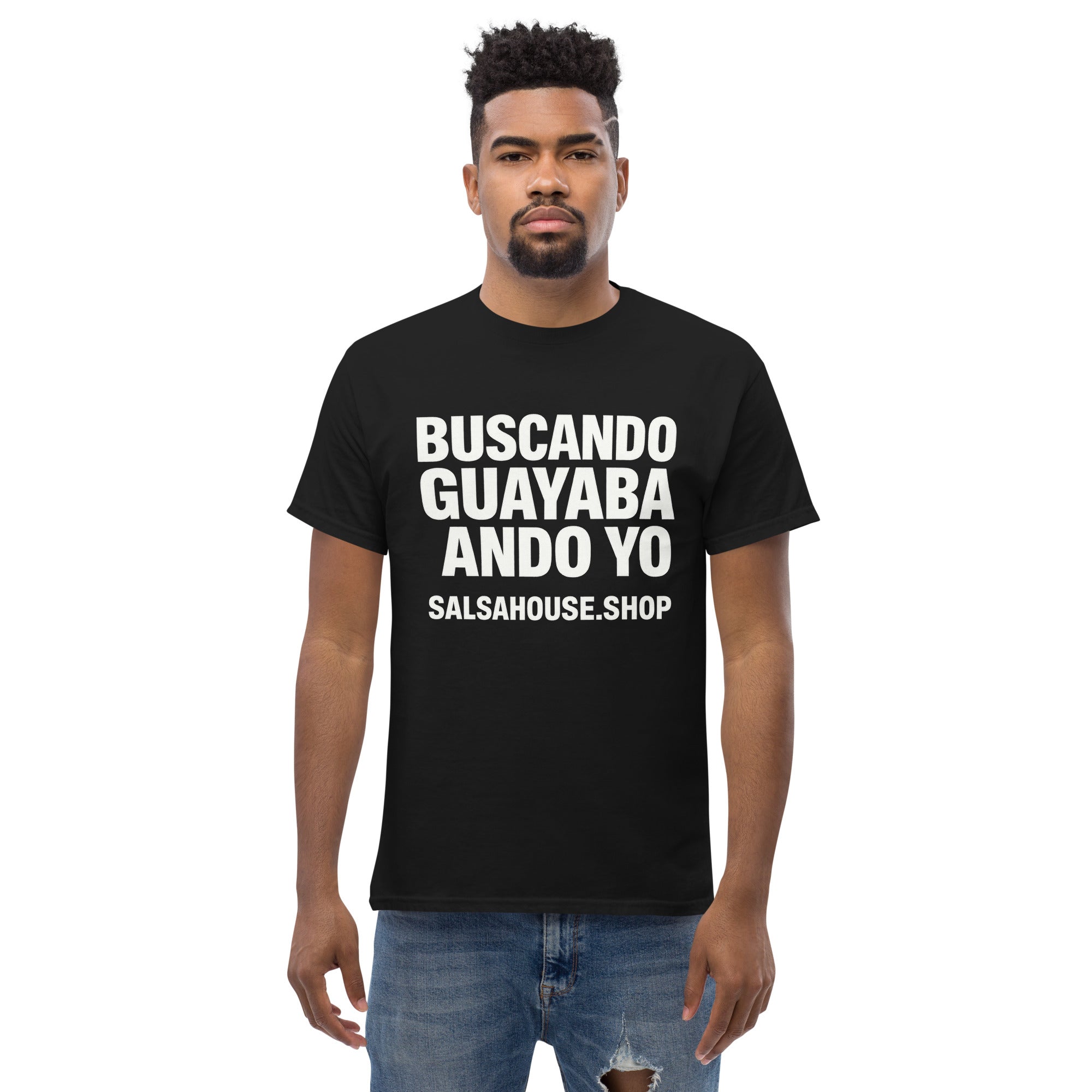 Unisex classic tee-BUSCANDO GUAYABA ANDO YO-plain-black