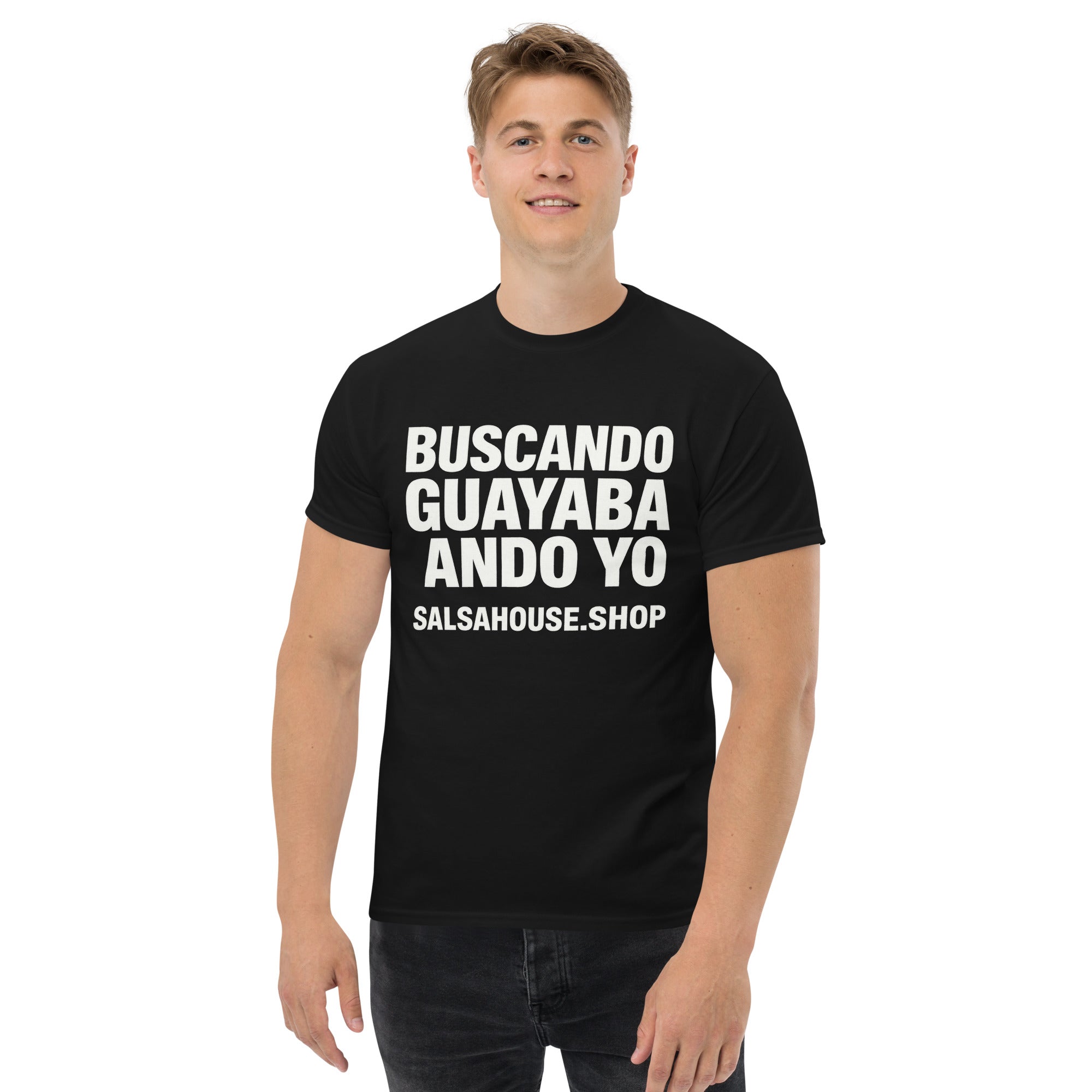 Unisex classic tee-BUSCANDO GUAYABA ANDO YO-plain-black