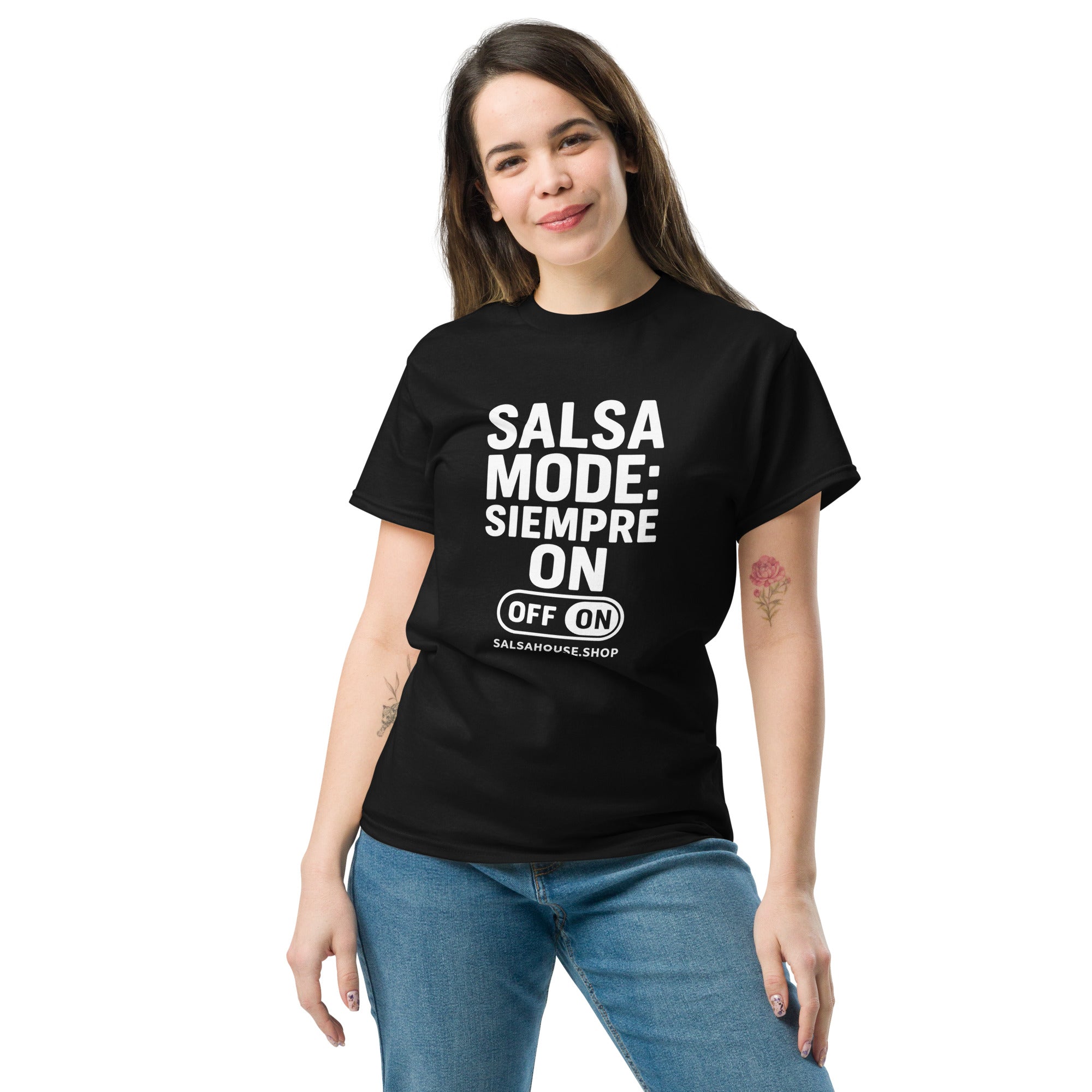 Unisex classic tee-SALSA MODE SIEMPRE ON-black