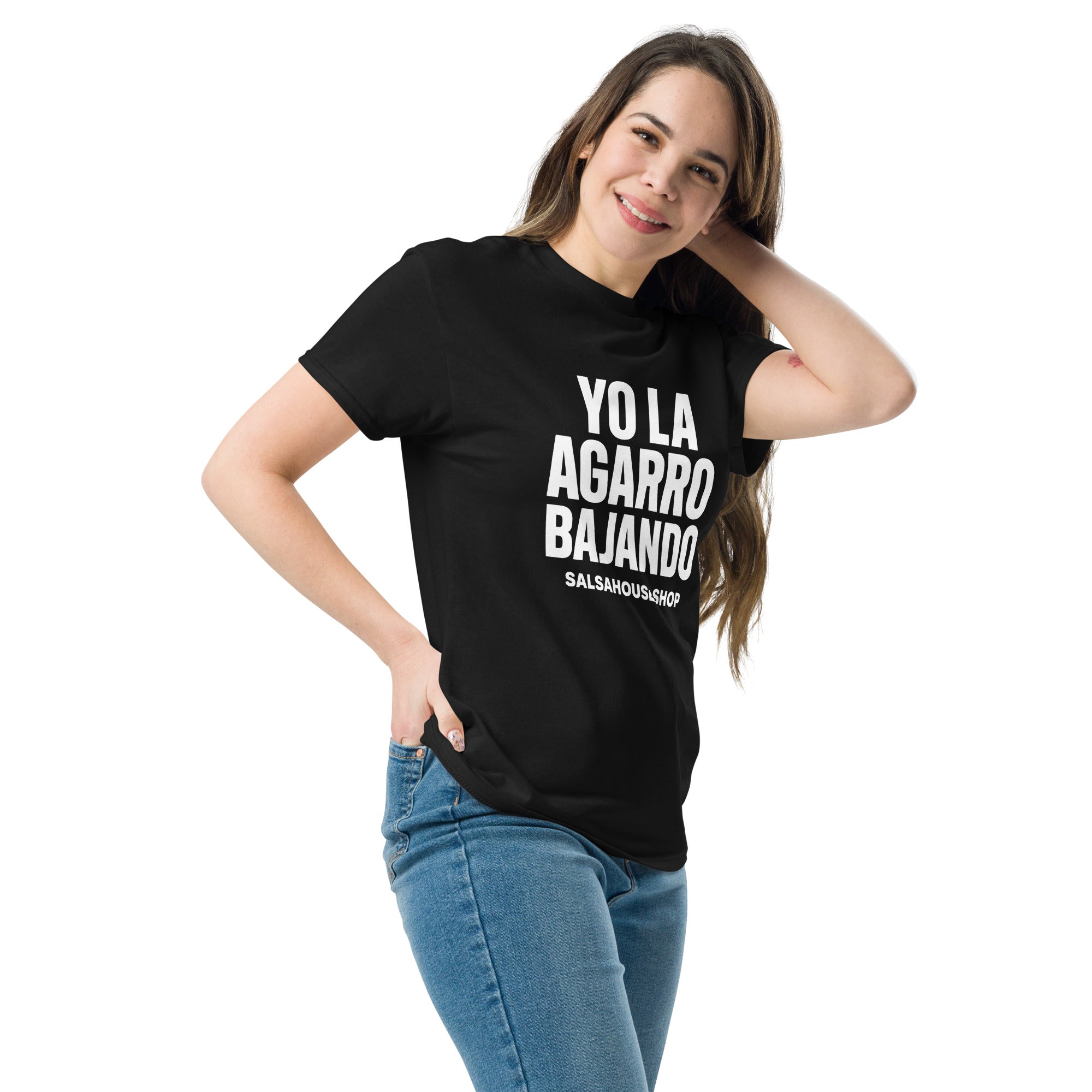 Unisex classic tee-YO LA AGARRO BAJANDO-plain-black