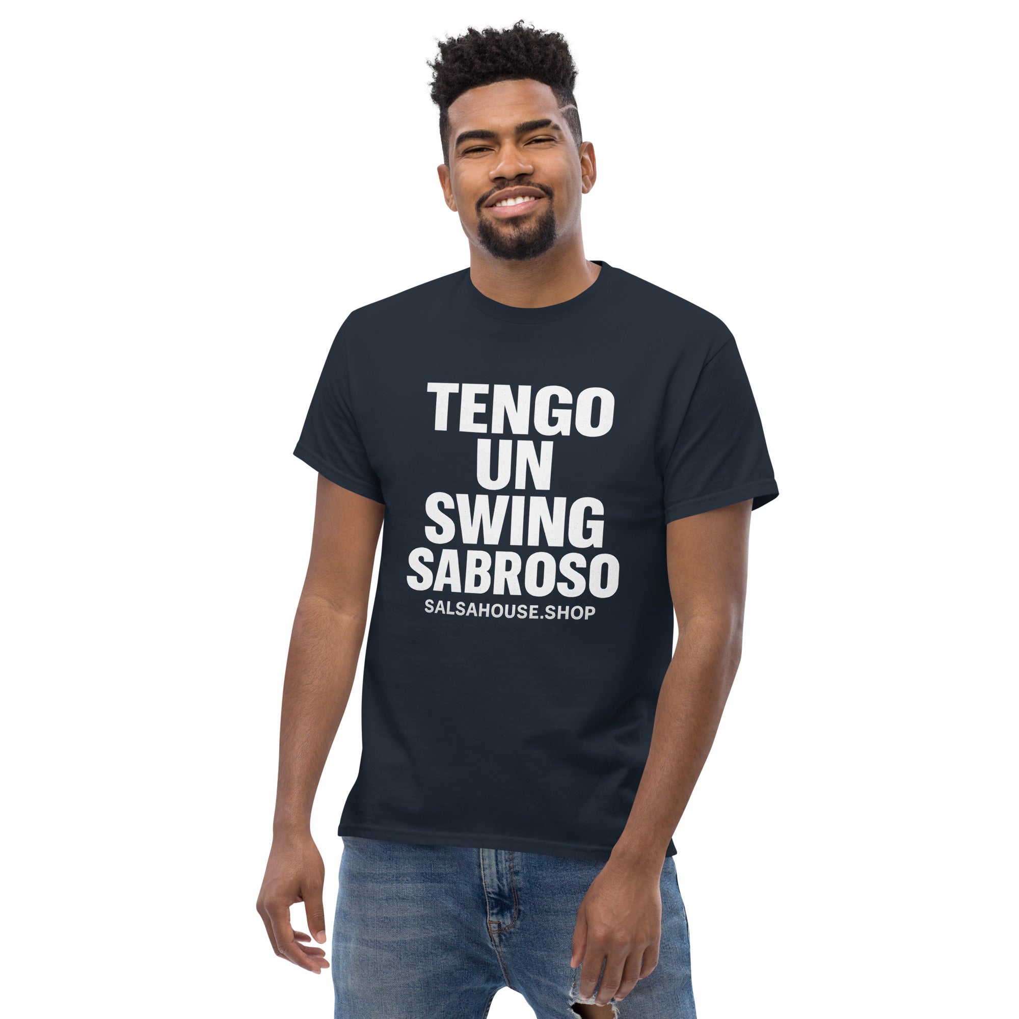 Unisex classic tee-TENGO UN SWING SABROSO-plain-navy