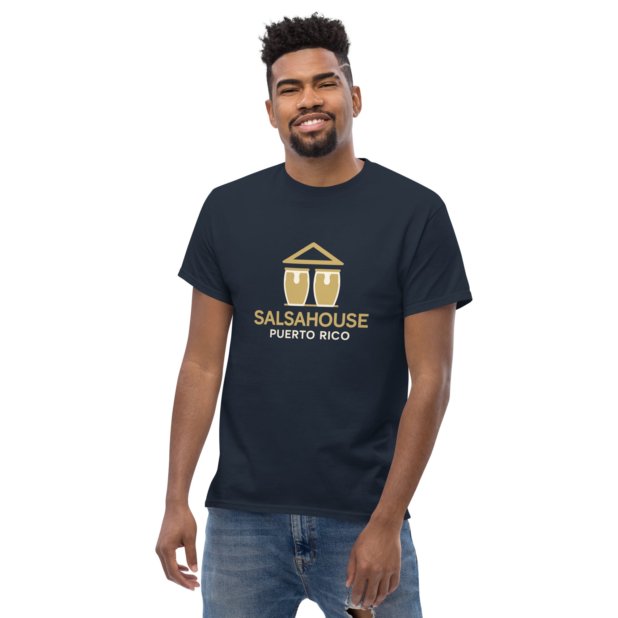 Unisex classic tee-SALSAHOUSE PUERTO RICO-navy/gold