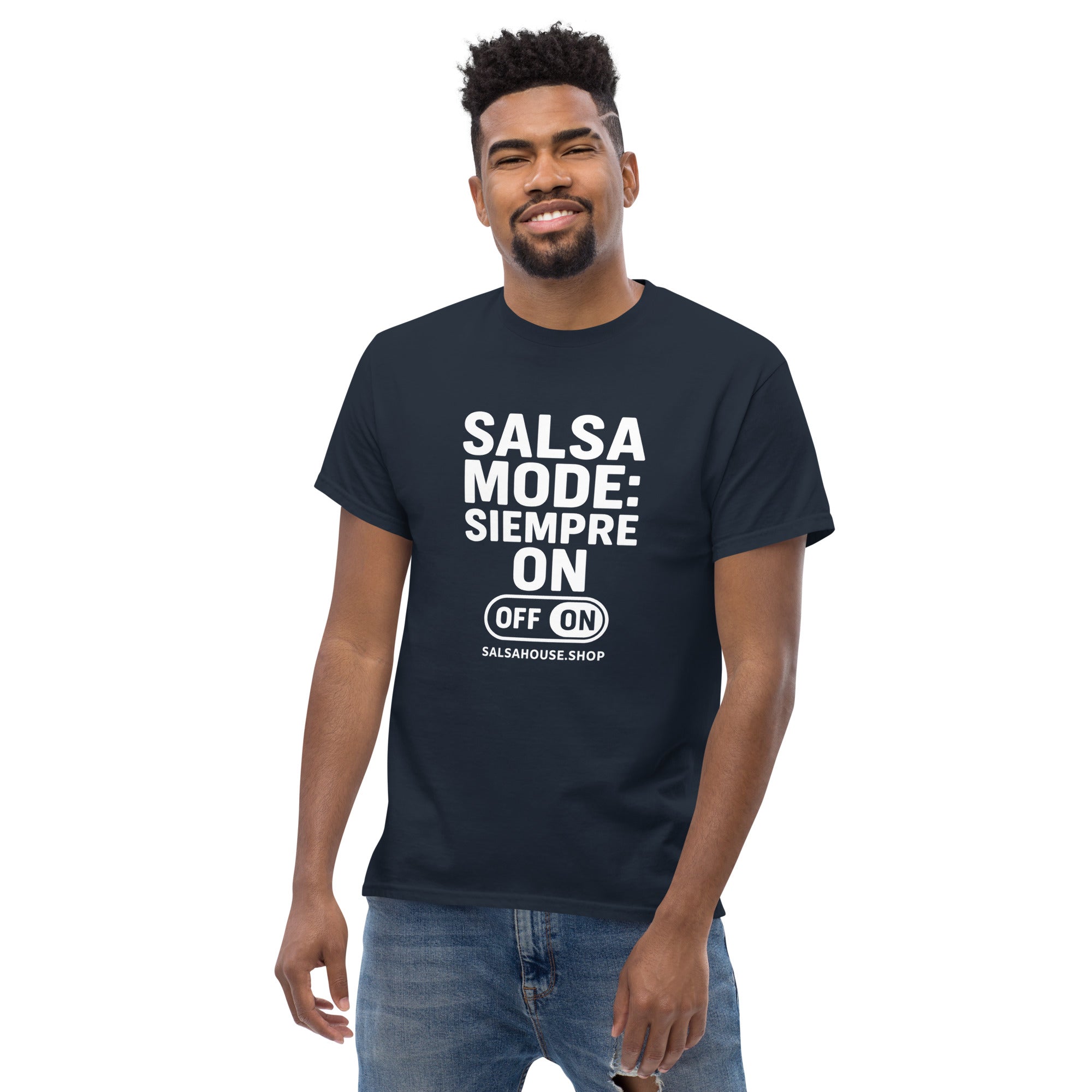 Unisex classic tee-SALSA MODE SIEMPRE ON-navy