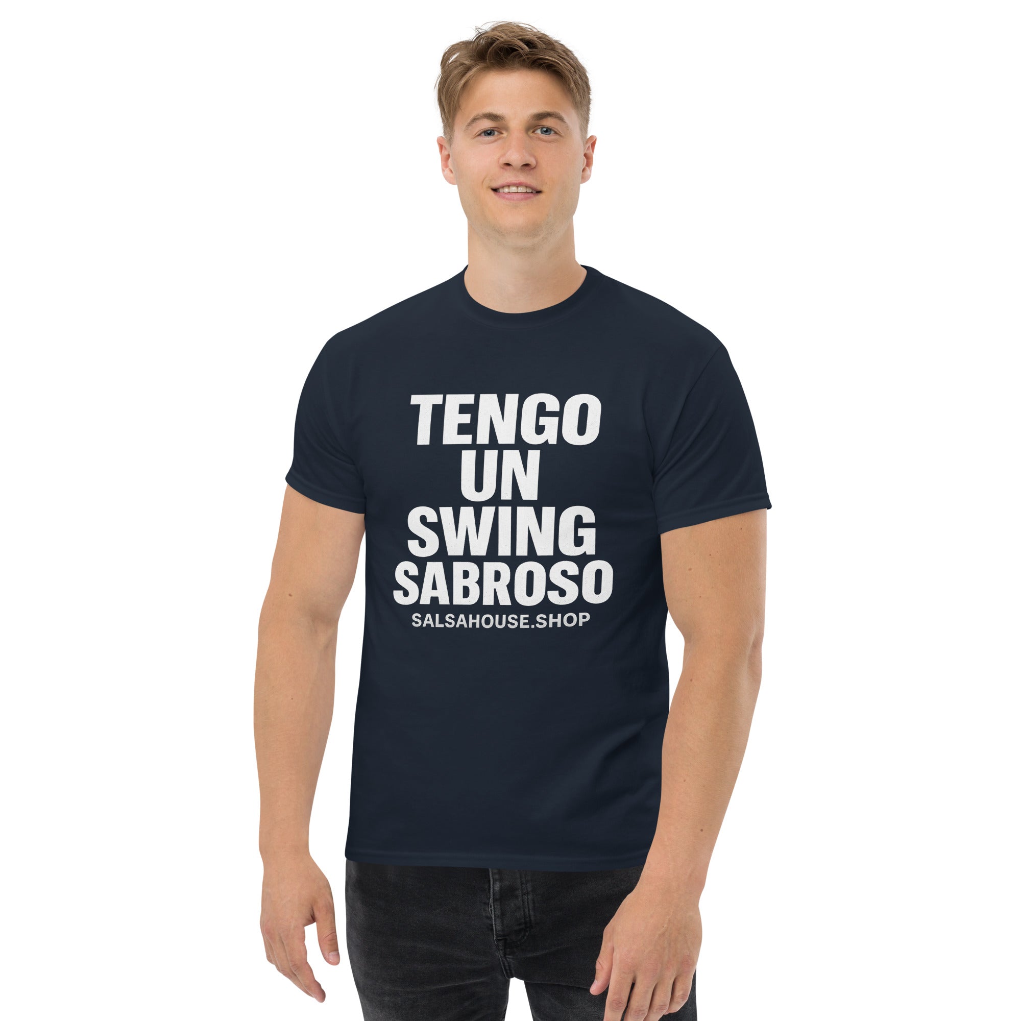 Unisex classic tee-TENGO UN SWING SABROSO-plain-navy