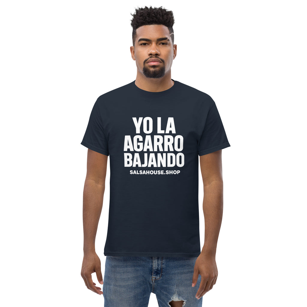 Unisex classic tee-YO LA AGARRO BAJANDO-plain-navy