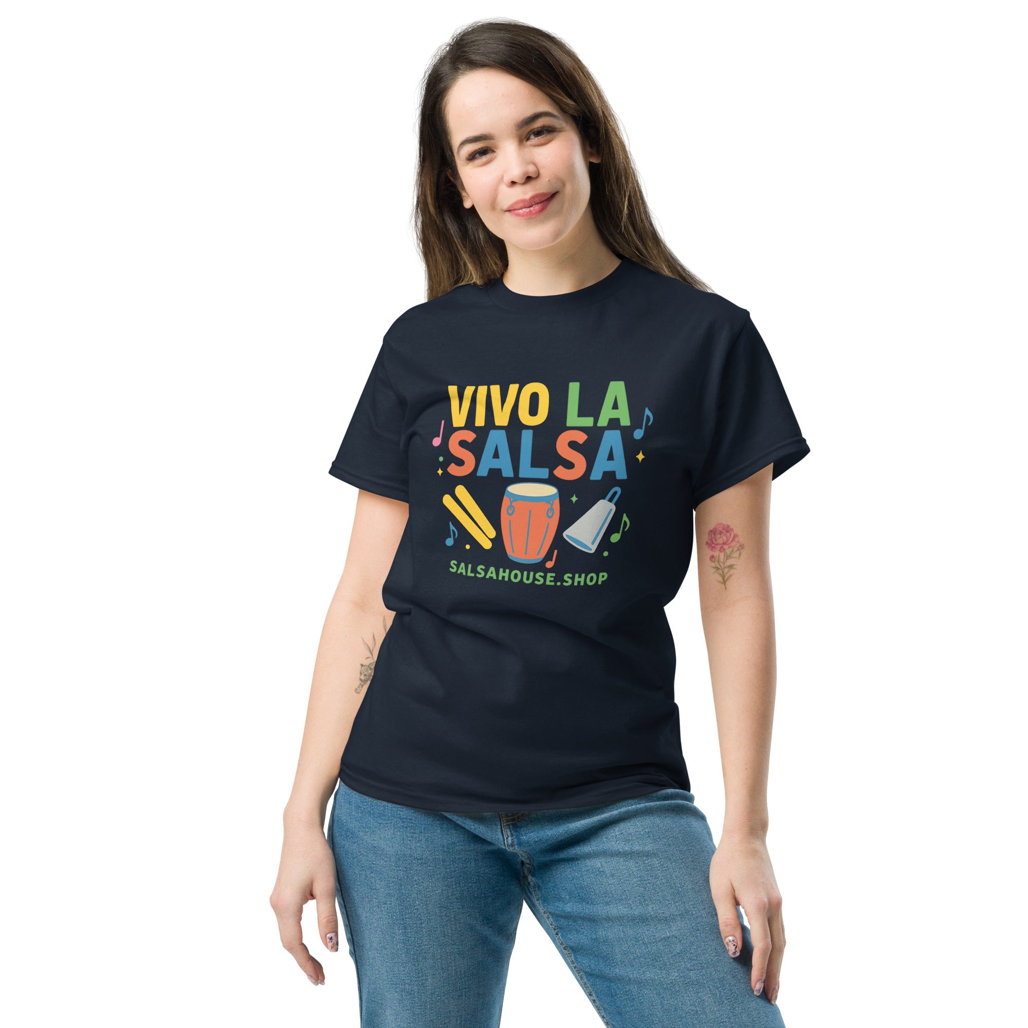 Unisex classic tee-VIVO LA SALSA-navy