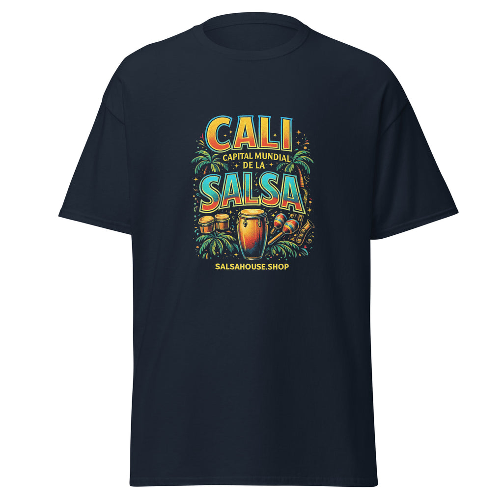 Unisex classic tee-CALI CAPITAL MUNDIAL DE LA SALSA-navy