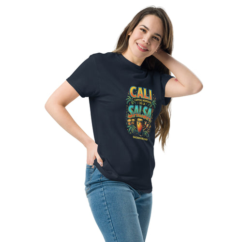 Unisex classic tee-CALI CAPITAL MUNDIAL DE LA SALSA-navy