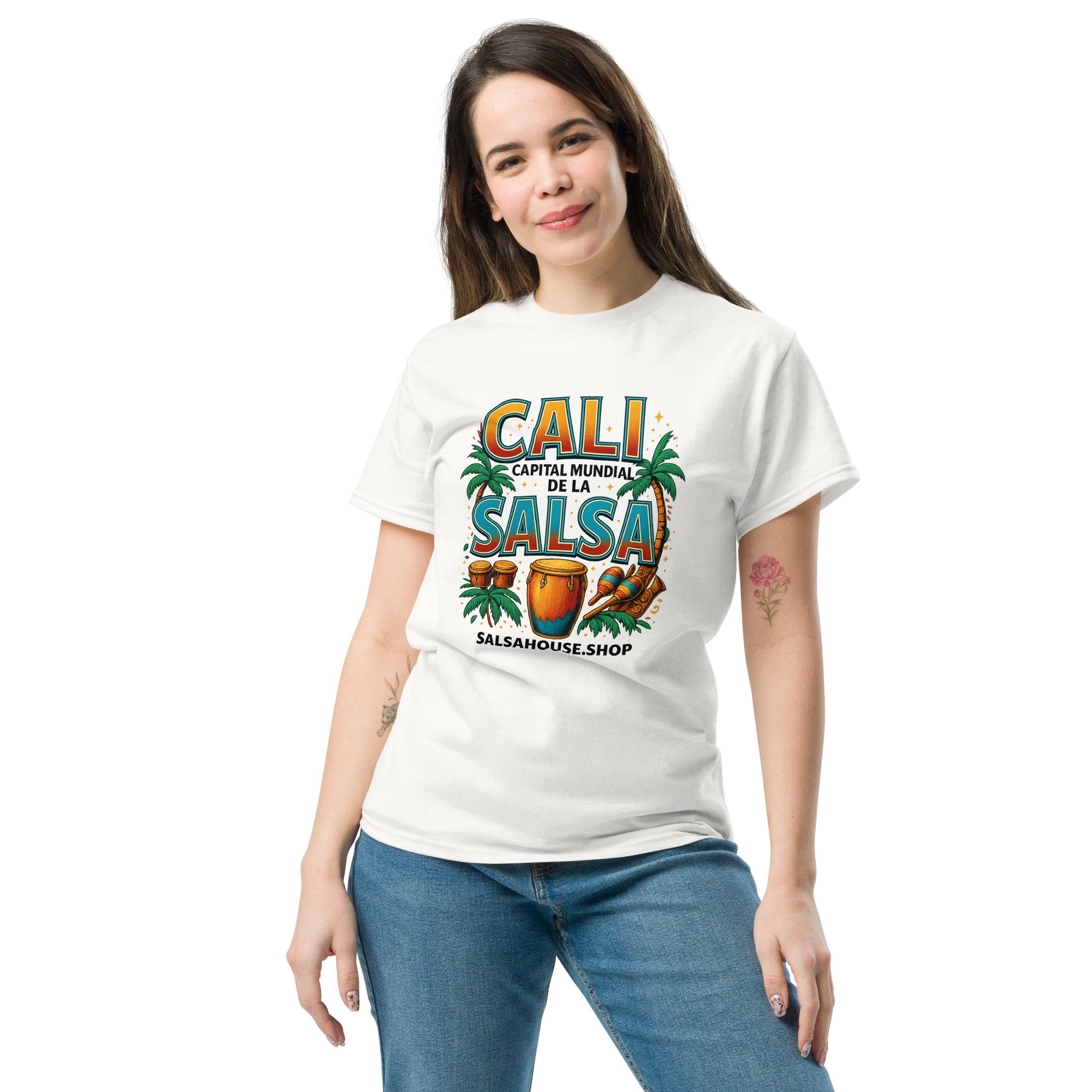 Unisex classic tee-CALI CAPITAL MUNDIAL DE LA SALSA-white