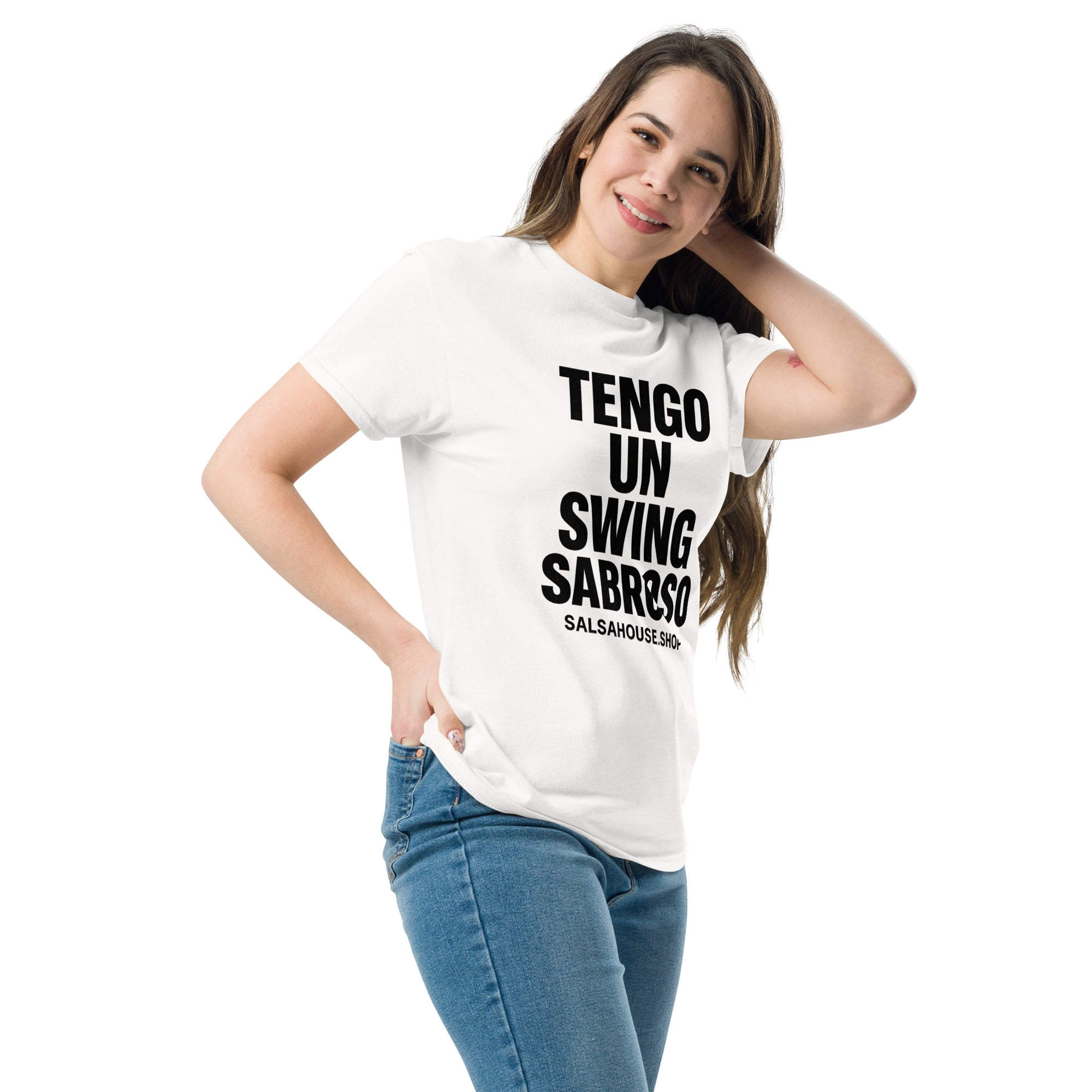 Unisex classic tee-TENGO UN SWING SABROSO-plain-white