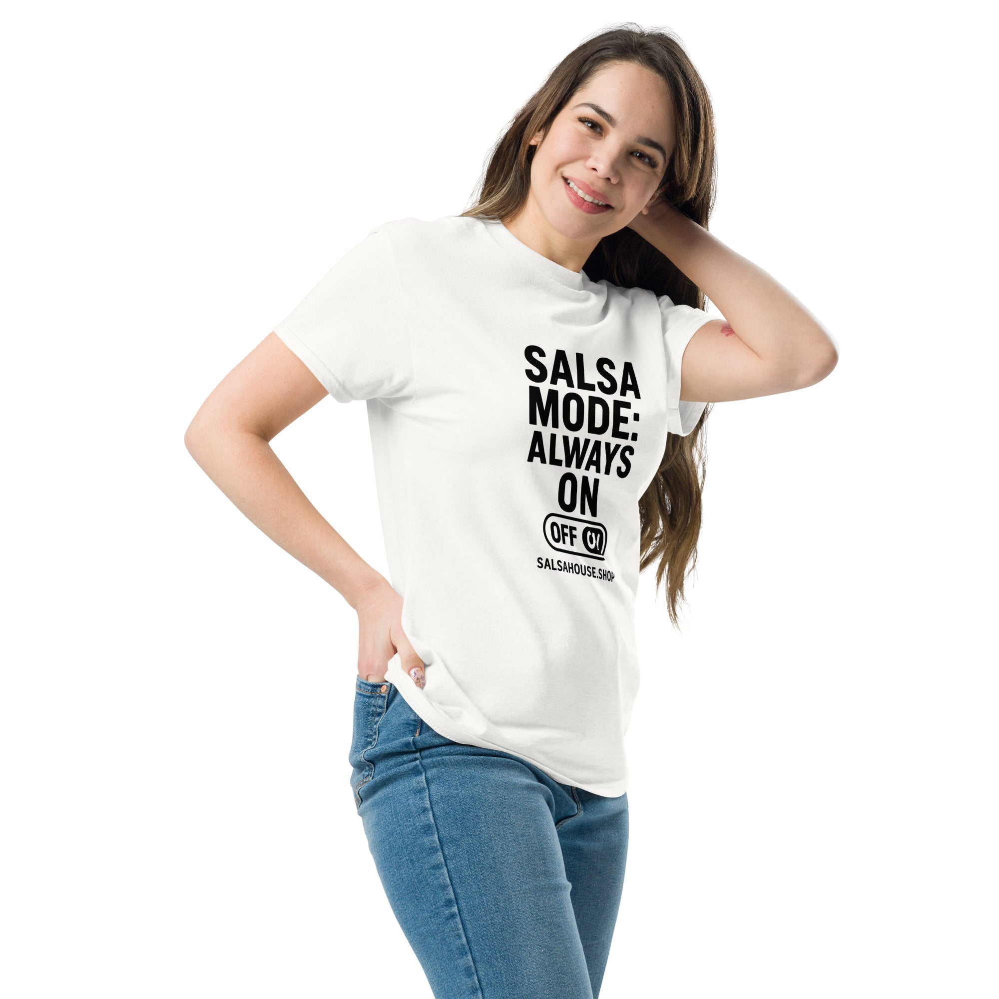 Unisex classic tee-SALSA MODE ALWAYS ON-white